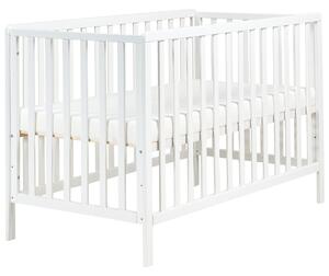 Detská postieľka biela borovicové drevo 70 x 130 cm nastaviteľná výška štandardná veľkosť minimalistický štýl detská izba