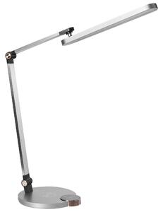 Stolná lampa sivá syntetický materiál 3 režimy teploty svetla plynulý stmievač bezdrôtová nabíjačka nastaviteľné tienidlo kancelária