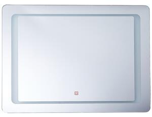 Nástenné zrkadlo strieborné s LED svetlom osvetlené obdĺžnikové 60 x 80 cm systém proti zahmlievaniu