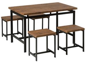 Jedálenská súprava hnedý stôl 4 stoličky 75 x 120 cm MDF stolný kovový rám priemyselný