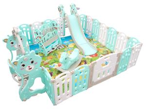 Aga4Kids Detská plastová ohrádka s príslušenstvom 206x177x64 cm Zelená