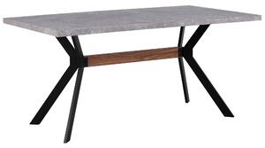 Jedálenský stôl sivý betónový efekt 160 x 90 cm pre 6 osôb čierne kovové nohy kuchyňa v industriálnom štýle