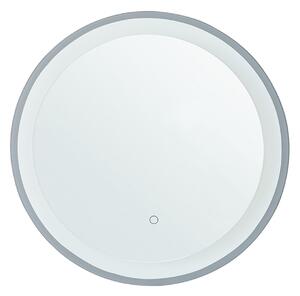 Nástenné zrkadlo strieborná sklo ⌀ 58 cm okrúhly tvar s LED osvetlením dotykový spínač moderný štýl kúpeľňa