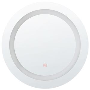 Nástenné zrkadlo strieborné syntetický materiál sklo ø 58 cm okrúhle s LED osvetlením moderný štýl kúpeľňa spálňa