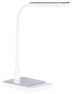 LED stolová lampa biela syntetický materiál kancelárska lampa s nastaviteľným ramenom a stmievačom