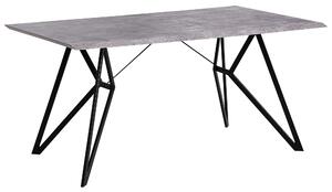 Jedálenský stôl sivý betónový efekt MDF čierne kovové nohy obdĺžnikový 160 x 90 cm kuchyňa jedáleň v industriálnom štýle