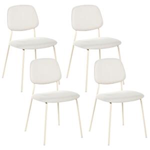 Sada 4 jedálenských stoličiek krémová biela polyester železné nohy ochranné podložky moderný minimalistický dizajn jedáleň