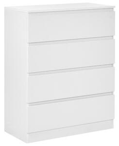 Komoda biela drevotrieska so 4 zásuvkami 100 x 80 cm úložný nábytok škandinávsky dizajn spálňa obývacia izba