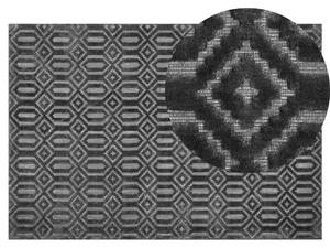Koberec tmavosivý viskózový 140 x 200 cm s geometrickým vzorom ručne tkaný obývacia izba spálňa