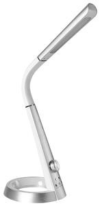 Stolná LED lampa strieborná syntetický materiál 3 režimy teploty svetla plynulý stmievač USB port nastaviteľné tienidlo moderná kancelária