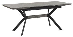 Rozkladací jedálenský stôl sivý betónový efekt 140/180 x 80 cm pre 6 osôb čierne kovové nohy kuchyňa v industriálnom štýle