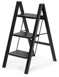 4Home Skladacie oceľové schodíky Steel, 3 stupne, čierna