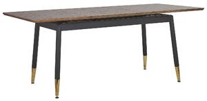Rozkladací jedálenský stôl tmavé drevo čierna zlatá MDF kov 160/200 x 90 cm obdĺžnikový tvar pre 8 osôb moderný štýl kuchyňa jedáleň