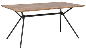 Jedálenský stôl tmavé drevo čierna MDF kov 160 x 90 cm obdĺžnikový tvar pre 6 osôb moderný industriálny štýl kuchyňa jedáleň