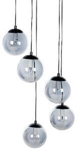 Závesná lampa čierna kovová 5 tienidiel z dymového skla moderný dizajn osvetlenie do interiéru obývacia izba