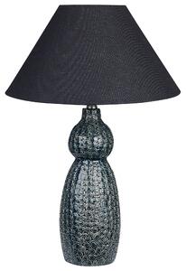 Stolná lampa tmavomodrý keramický podstavec čierne látkové tienidlo nočná lampa obývačka spálňa