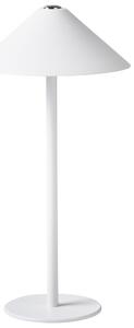 Stolná lampa biela hliníková s dotykovým vypínačom nabíjanie cez USB kábel bezdrôtová moderný štýl interiér exteriér