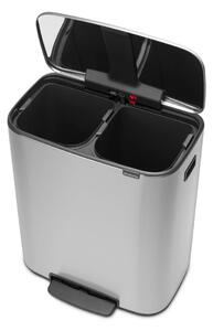 Nášľapný oceľový odpadkový kôš na triedený odpad v matne striebornej farbe 60 l Bo – Brabantia