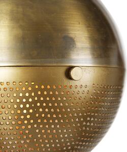 Priemyselné závesné svietidlo bronz s drevom 5 svetiel - Haicha
