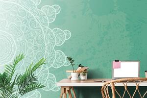Samolepiaca tapeta zelená arabeska na abstraktnom pozadí