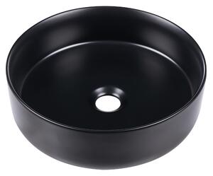 Kúpeľňové umývadlo na dosku čierne keramické okrúhle ⌀ 40 cm moderný štýl kúpeľňa