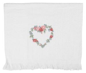 Biely froté uterák so srdcom z ruží Rose Heart - 40*66 cm - Clayre & Eef
