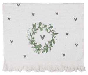 Biely froté uterák so srdiečkami Heart - 40*66 cm - Clayre & Eef
