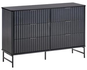 Komoda so 6 zásuvkami čierna MDF minimalistický dizajn moderný úložný nábytok obývacia izba spálňa