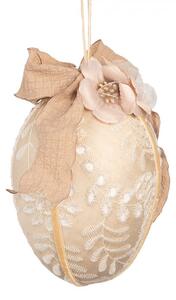 Béžové závesné vajíčko s výšivkou Fancy - Ø 11*17 cm - Clayre & Eef