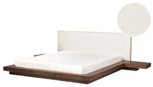 Posteľ v japonskom štýle hnedý jaseň 180 x 200 cm nízky drevený rám postele z MDF buklé čelo nočné stolíky