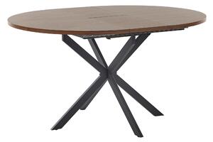 Rozkladací jedálenský stôl tmavé drevo čierna MDF kovové nohy 110/140 x 110 cm okrúhly tvar pre 6 osôb moderný štýl kuchyňa jedáleň