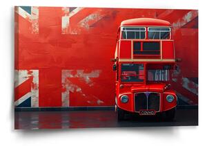 Sablio Obraz Červený poschodový autobus Vlajka - 60x40 cm