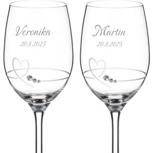 Dekorant Svadobné poháre na biele víno Petit Heart se Swarovski krystaly 240 ml 2KS