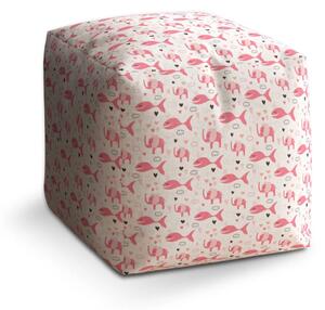 Sablio Taburet Ružové rybky a Slony - 40x40x40 cm