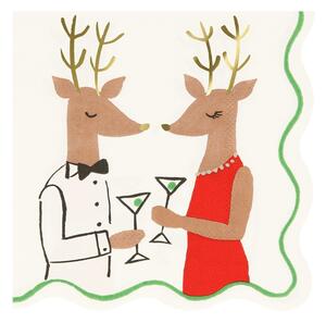 Papierové obrúsky v súprave 16 ks Mr. & Mrs. Reindeer – Meri Meri