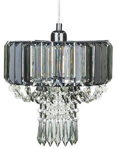 Luster sivá strieborná železo PVC plexisklo 83 cm dymové kryštáliky lesklý povrch závesná lampa moderný glamour štýl obývačka
