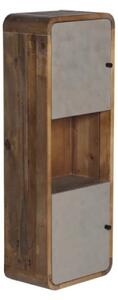Masívna kúpeľňová skrinka Dingle z recyklovanej borovice a MDF, lakovaná, prírodná / šedá – 40×25×110 cm