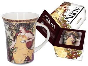 Hrnček Alfons Mucha 350 ml Jeseň, CARMANI (Porcelánový hrnček Alfons Mucha 350 ml)