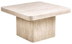 Konferenčný stolík béžový MDF vrchná doska dyha podstavec pripomínajúci kameň 80 x 80 cm moderný dizajn obývacia izba