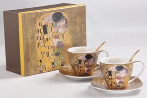 Šálka s podšálkou- set 2 ks ,Gustav Klimt The Kiss, Queen Isabell (Porcelánový set2 ks šálok s podšálkou, Gustav Klimt)