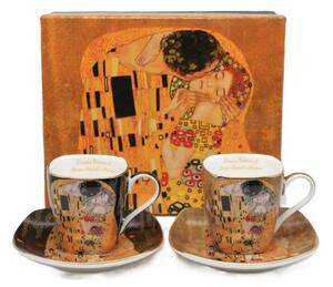 Set 2 ks espresso šálka s podšálkou 80 ml,Gustav Klimt Kiss Heritage of Arts of Queen Isabell (Porcelánový set espresso šálok mix farieb Gustav Klimt)