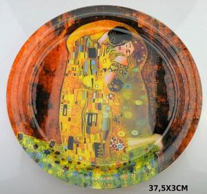 Sklenená tácka okrúhla s priemerom 37.5 cm Gustav Klimt The Kiss, 287121 (Sklenená tácka okrúhla Gustav Klimt)
