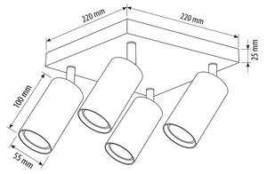Brilagi - Bodové svietidlo SELE SQUARE 4xGU10/30W/230V čierna/dubový dekor