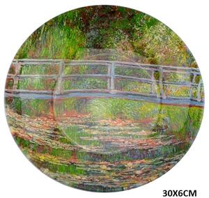 Sklenená misa hlboká 30 x 6 cm Claude MONET Japonský mostv, 287135 (Sklenená hlboká misa na ovocie a pod. Claude MONET)