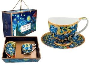 Šálka s podšálkou Vanessa 350 ml Vincent van GOGH Irisy, CARMANI, 8301002 (Porcelánová šálka s podšálkou na cappuccino z kolekcie Vincent van GOGH )