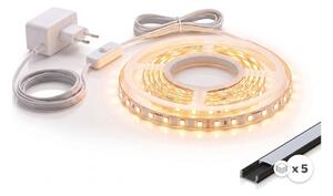 SADA 1x LED pásik MYLIVING LIGHTSTRIP LED/22W/230V 5m + 5x zapustené profily 1 m
