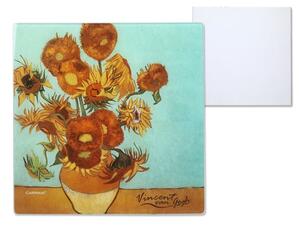 Sklenená podložka 30 x 30 cm Vincent van GOGH Slnečnice, CARMANI, 1952022 (Štýlová sklenená podložka v tvare štvorca s motívom maľby Vincenta van GOGHa)
