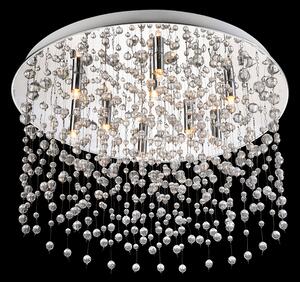 LUXERA Dizajnový prisadený luster s krištáľmi RAIN, 9xG9, 28W, 60cm, okrúhly