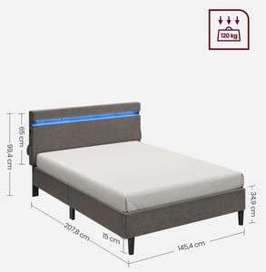 Kovová manželská posteľ s LED 140 cm RMB802G71