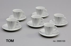 TOM šálka s podšálkami 250 ml, set 6 ks vzor, THUN (Porcelánová kávová súprava pre 6 osôb z karlovarského porcelánu)